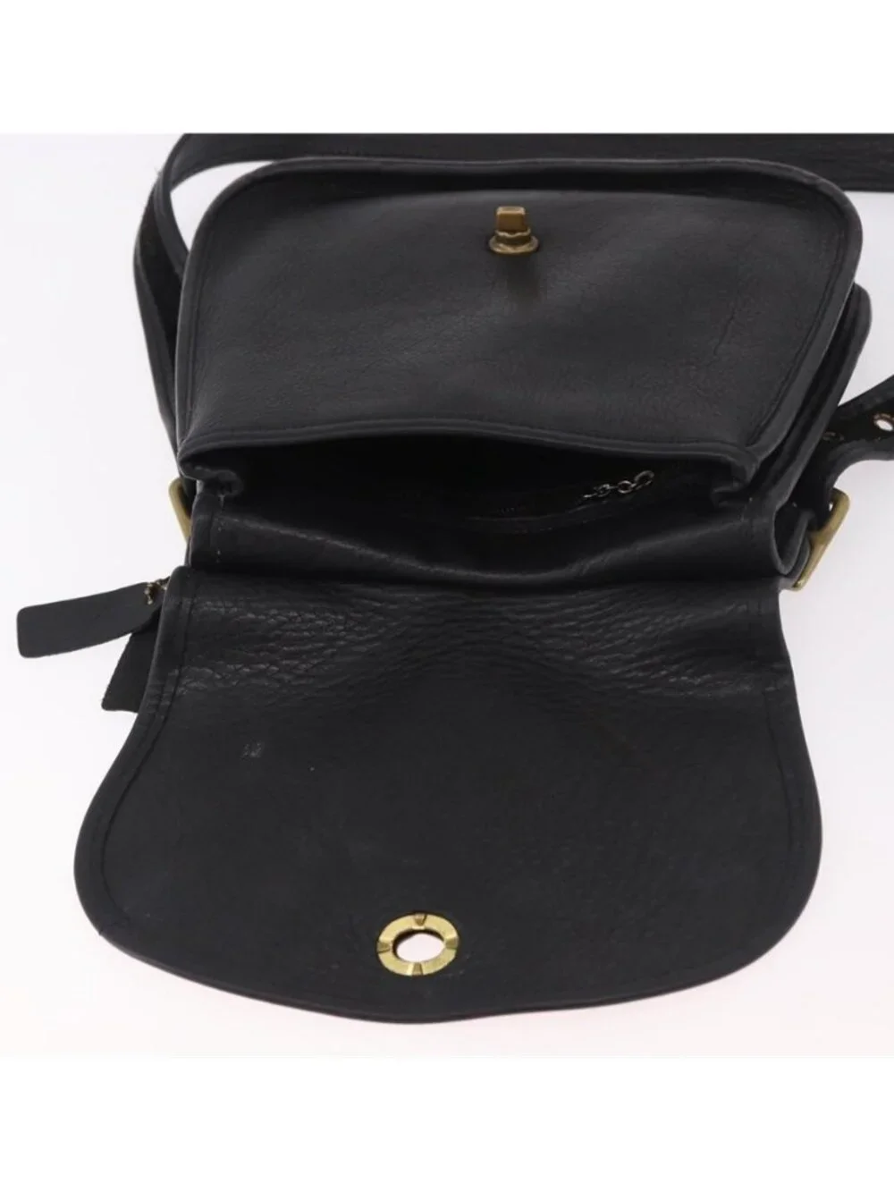 Authentic Coach Shoulder Bag Suede Black Gold
